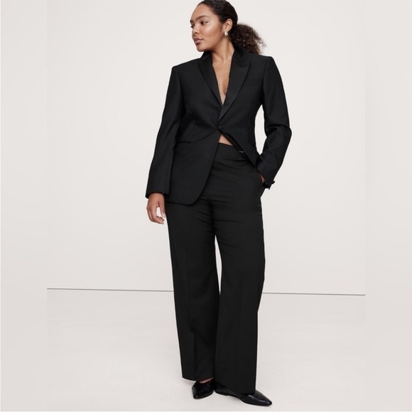 Banana Republic Black High-Rise Modern Straight Siena Italian Wool Pant - Size10 - Picture 1 of 8